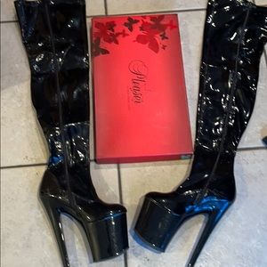 Black stiletto over the knee heels